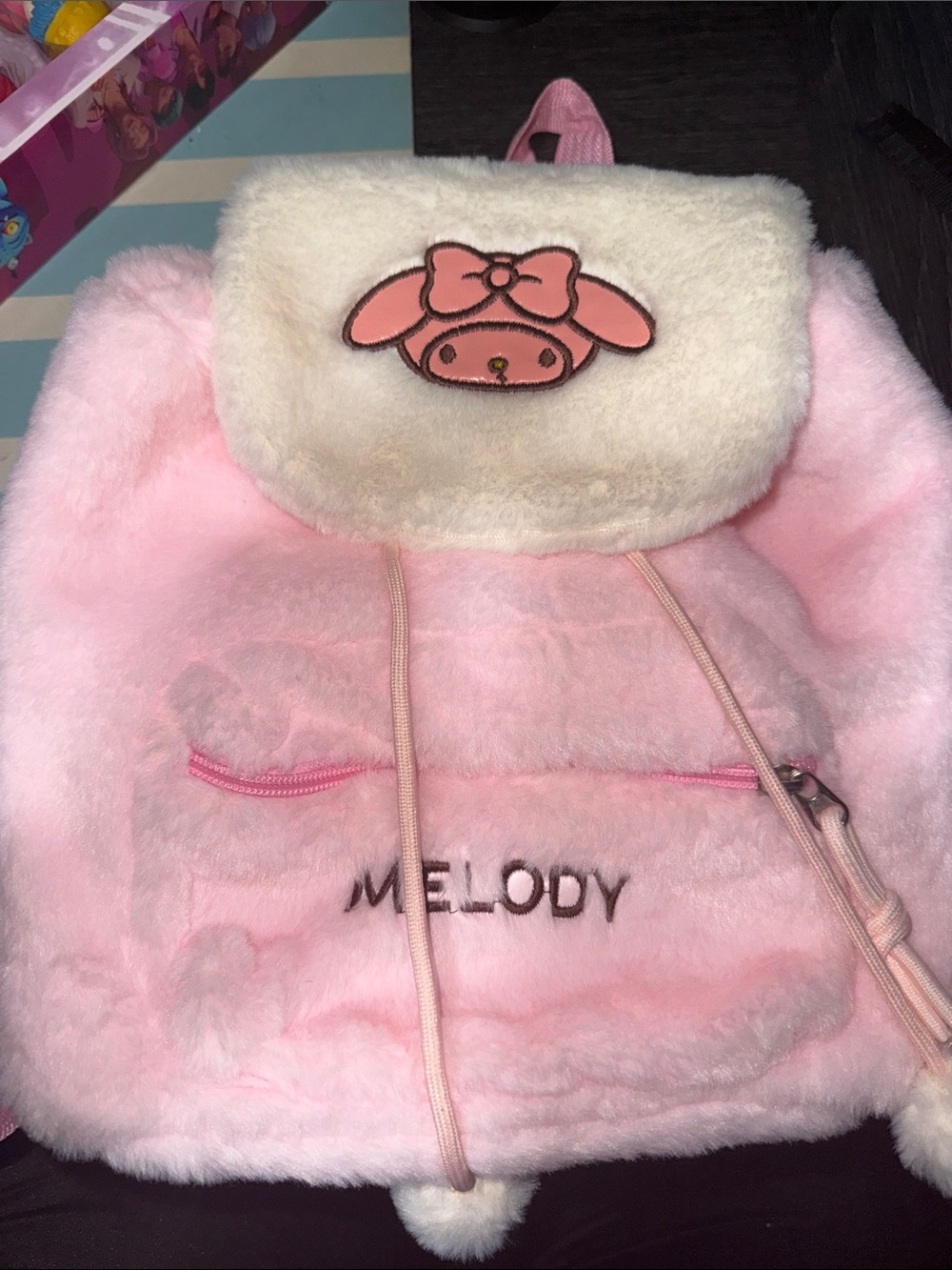 Plush Kids Backpack - Pink and Cream